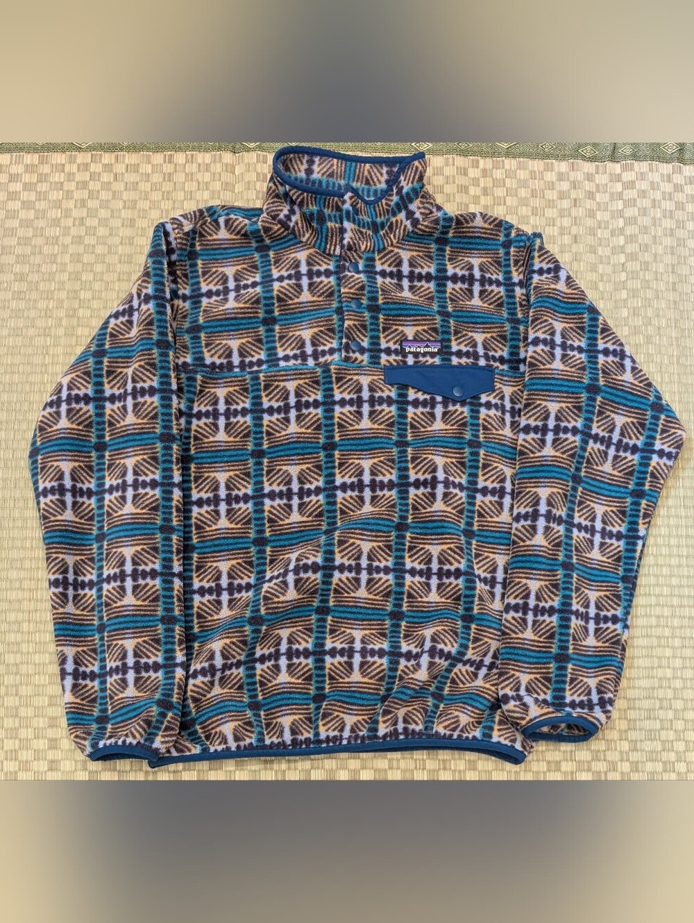 RARE Patagonia Synchilla Snap T Fleece Snow Beam Pattern Women's Size Medium